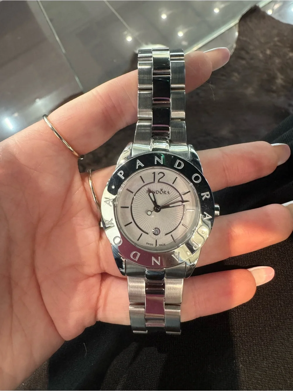 New Pandora Imagine Black Crown Diamond Stainless Steel Watch